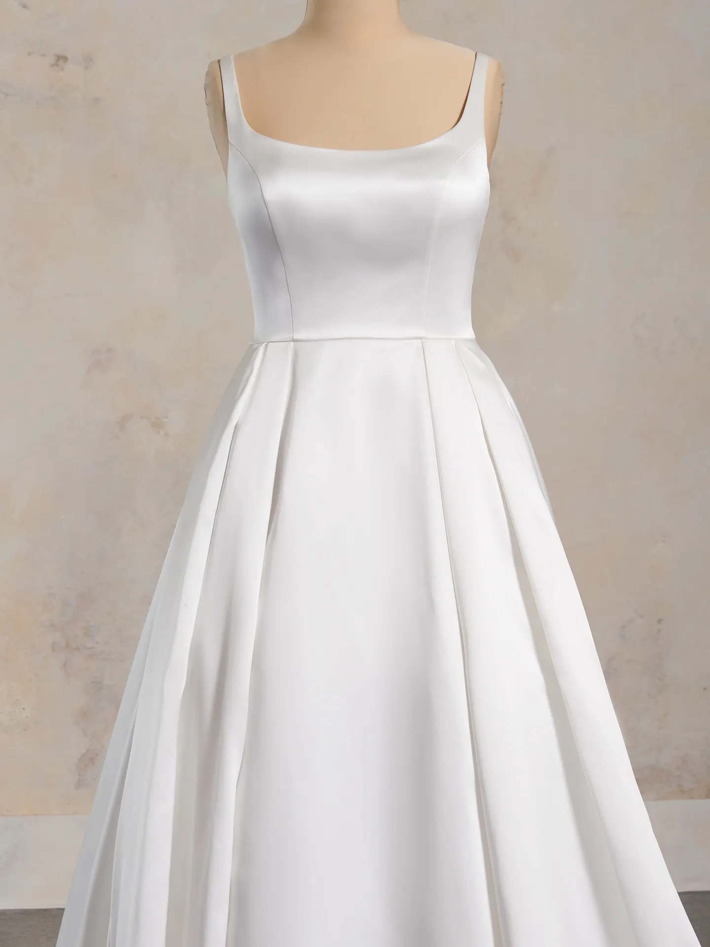 Rebecca Ingram Selena front view satin gown with pockets