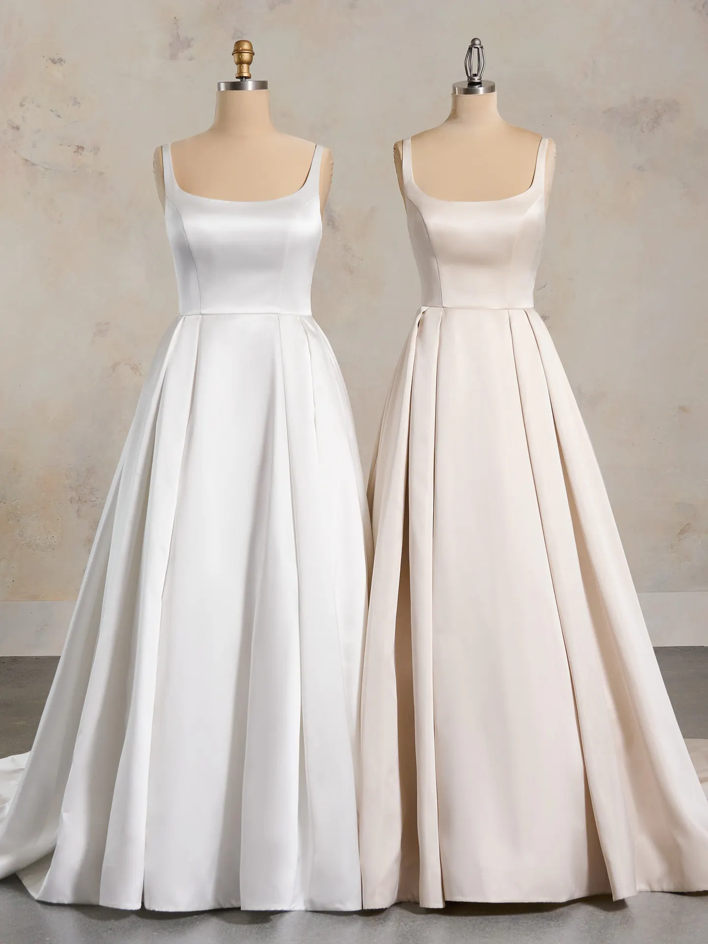 Regal Selena Vida Satin Ballgown Wedding Dress front view with pockets