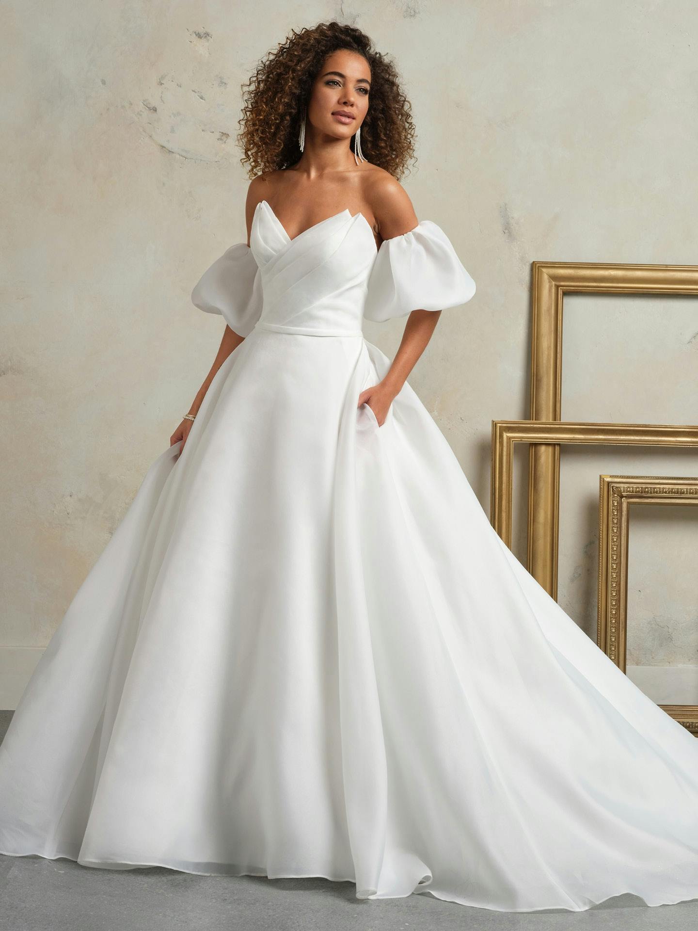 Tinsley Asymmetrical Tinsley V-Neckline Ball Gown Wedding Dress