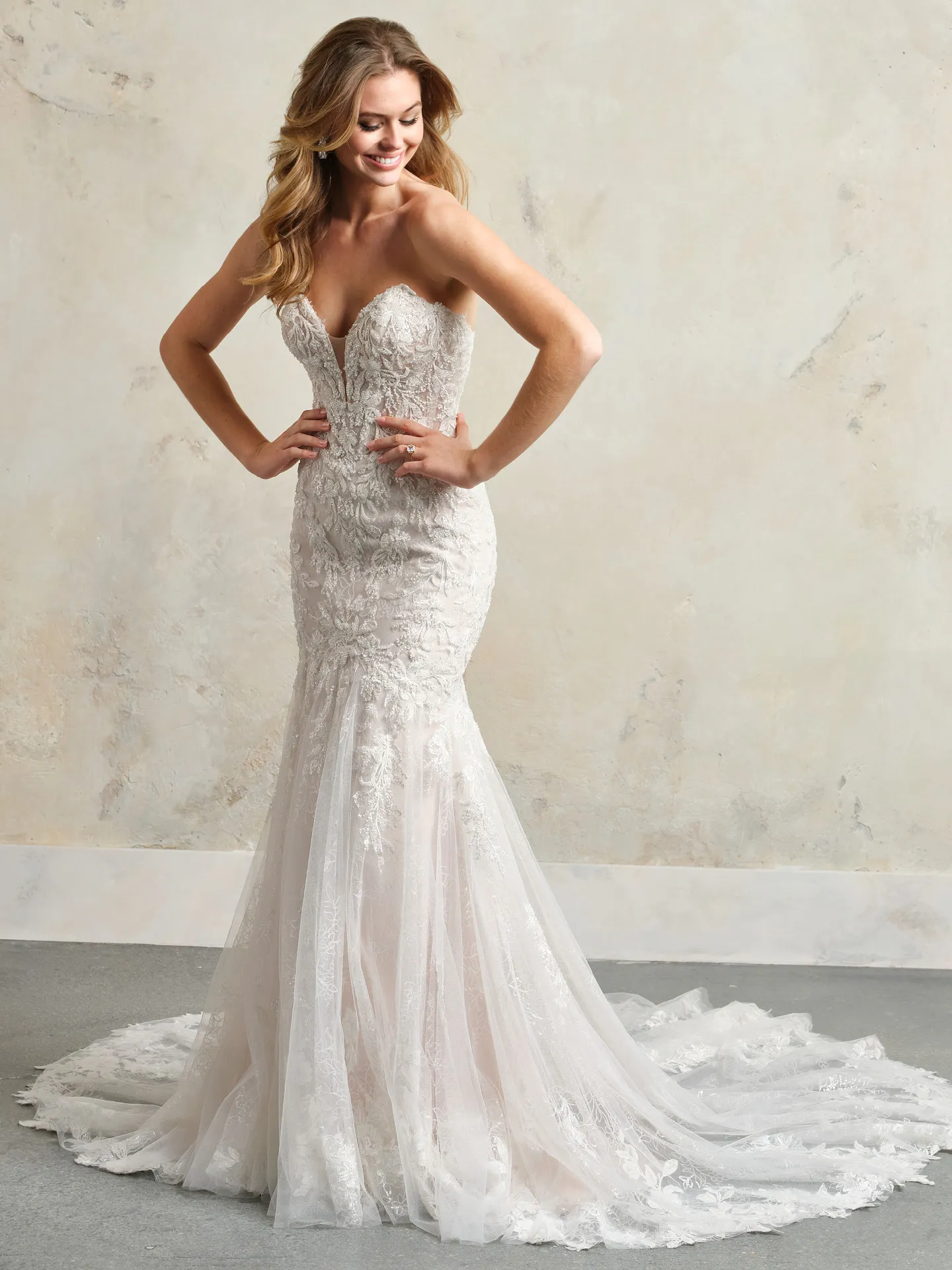 Maggie Sottero Yolanda mermaid lace wedding dress front view