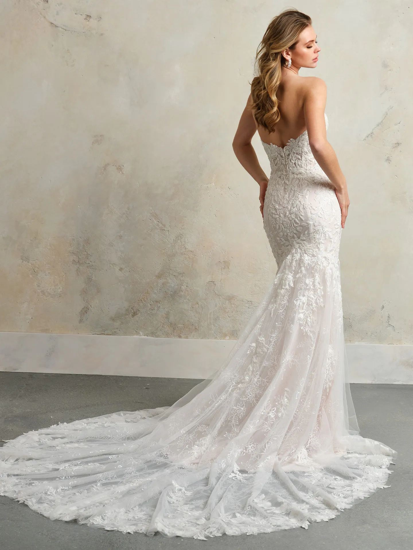 Yolanda lace mermaid wedding dress back view Maggie Sottero