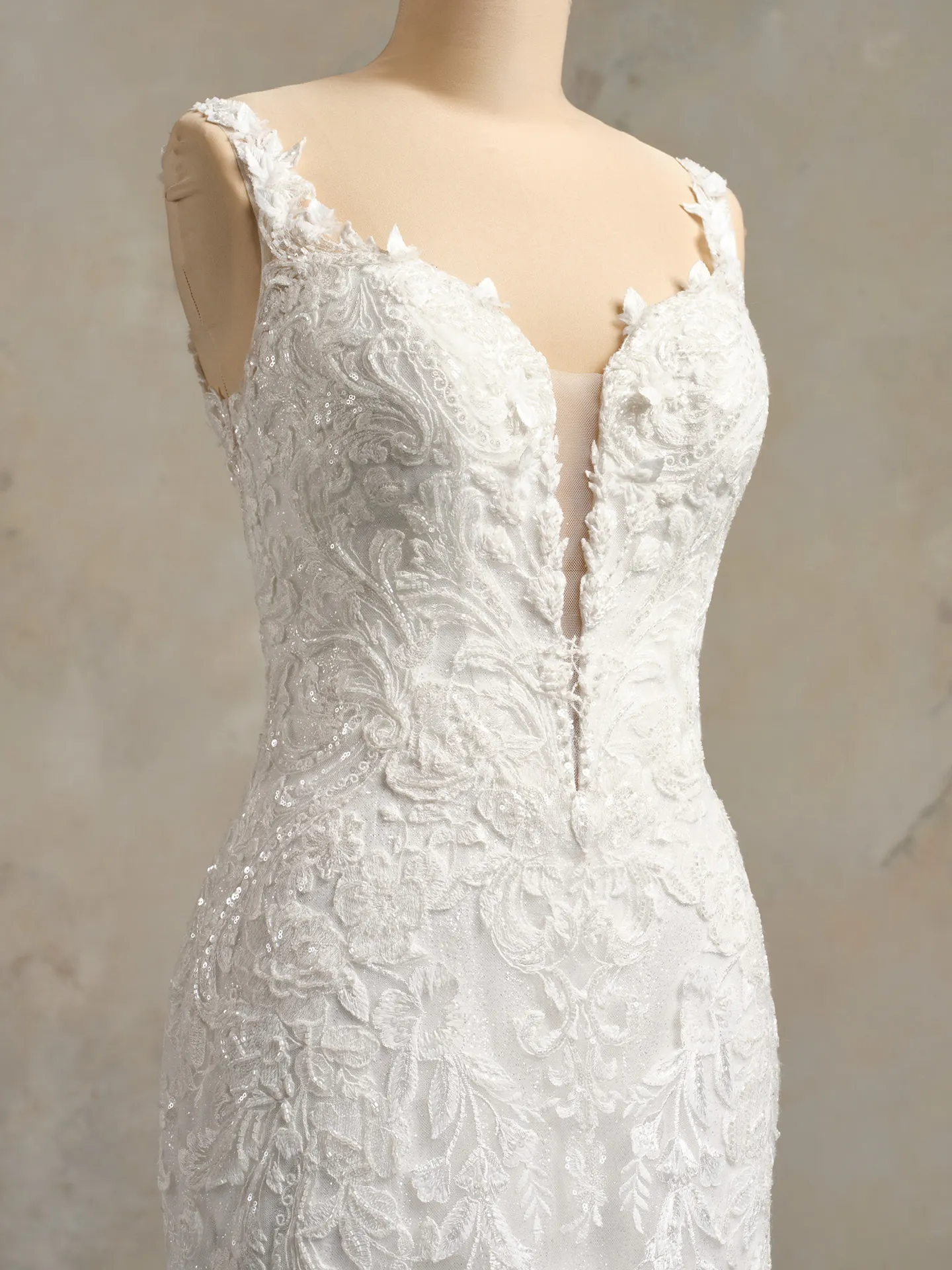 Maggie Sottero lace tulle mermaid gown front view