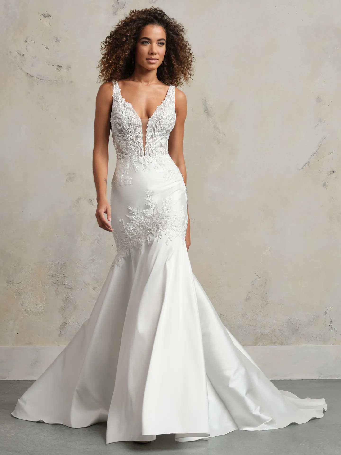 Maggie Sottero fit-and-flare bridal dress front view