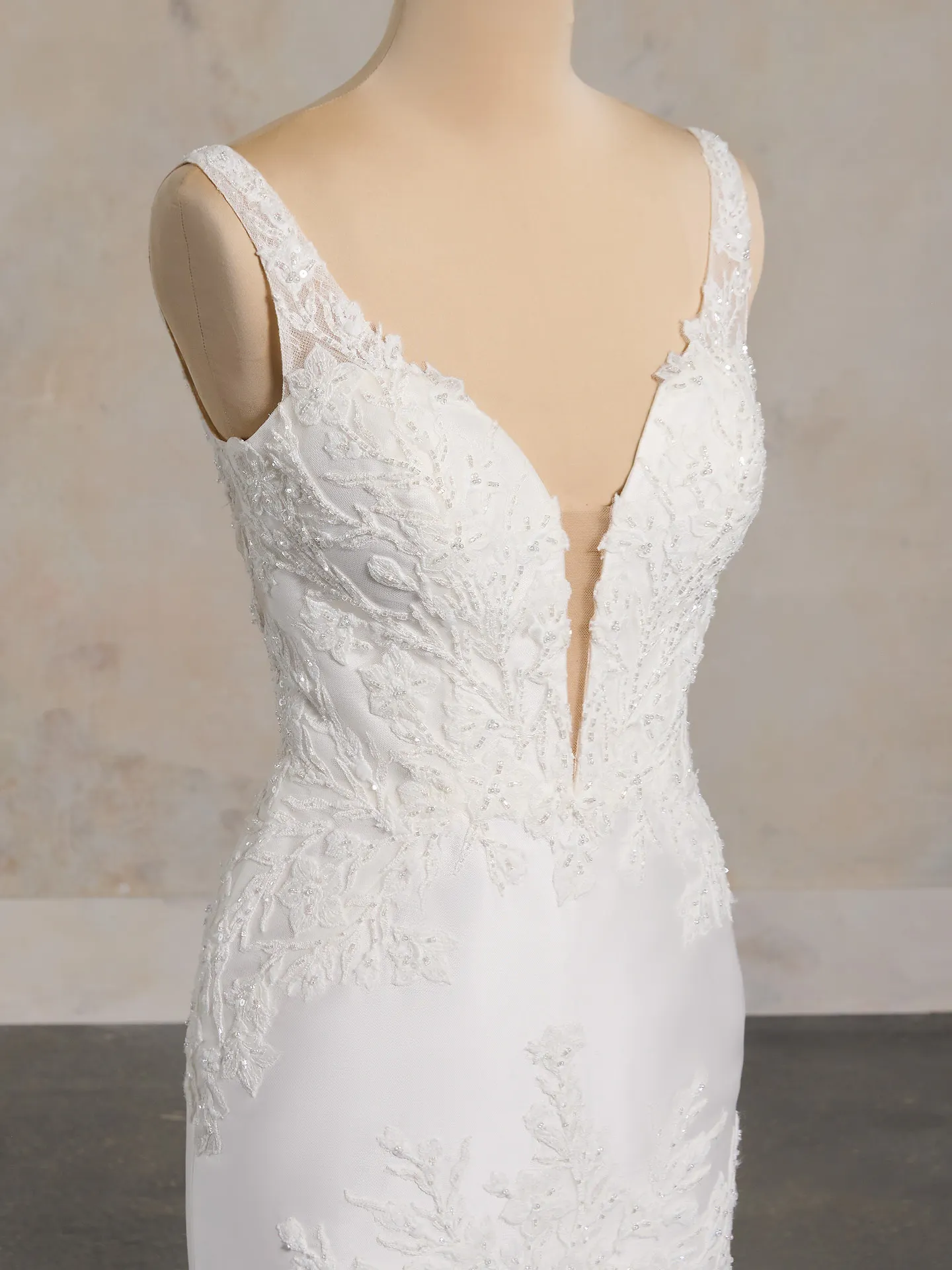 Maggie Sottero fit-and-flare sparkling plunge bridal dress front view