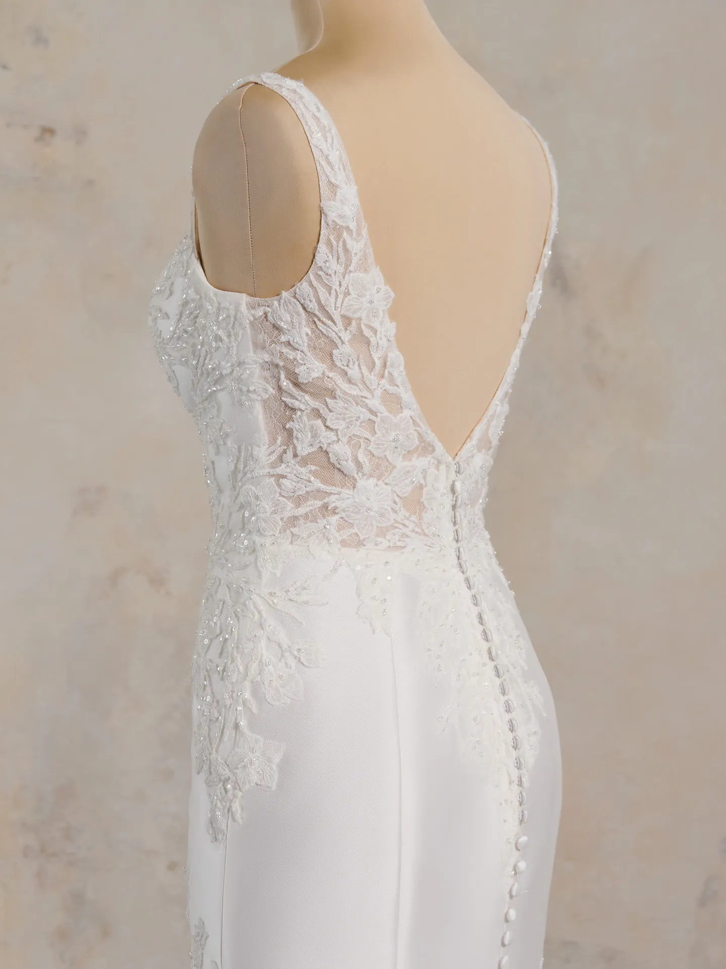 Rebecca Ingram fit-and-flare bridal dress side view