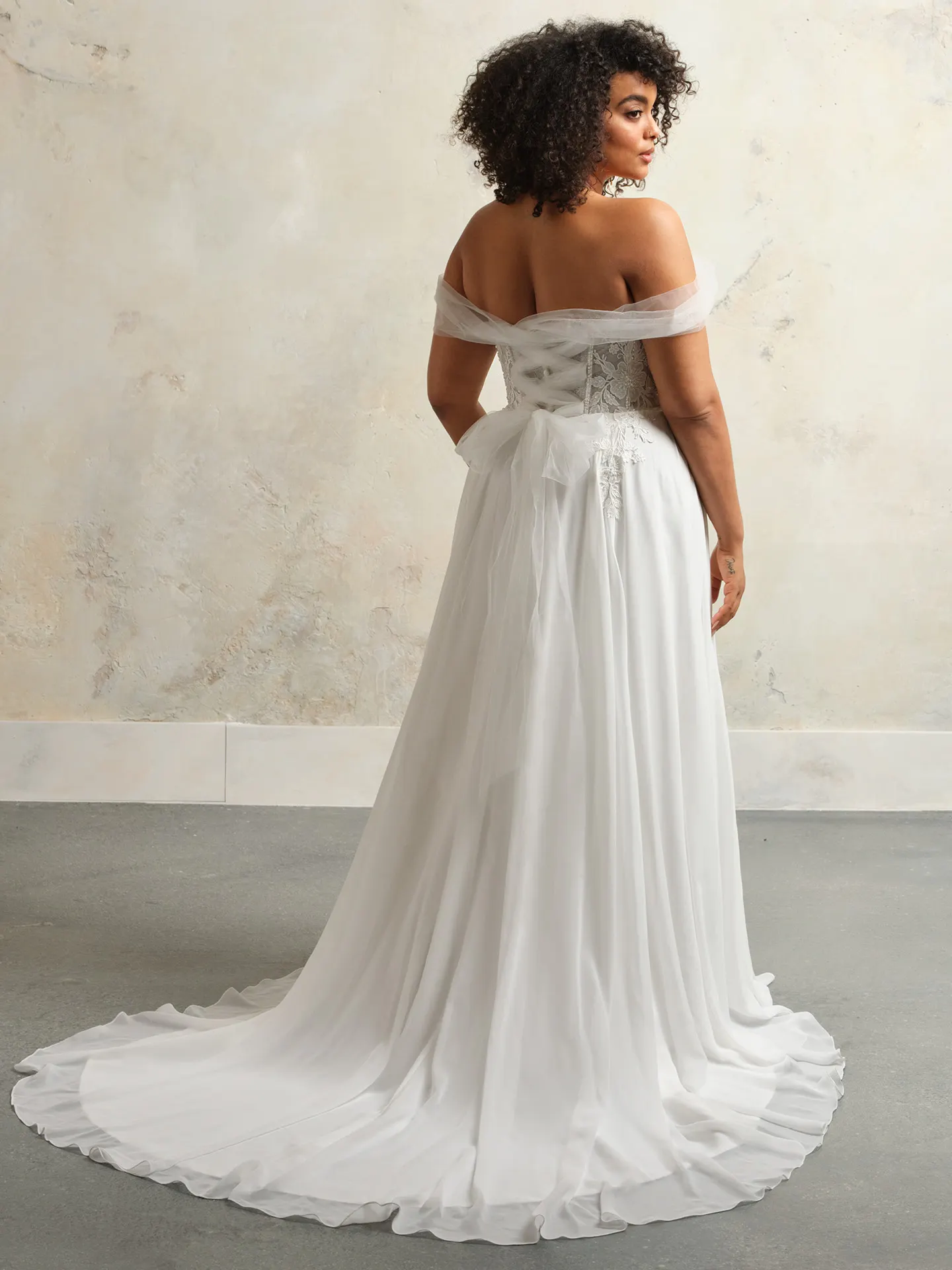 Rebecca Ingram flowy tulle corset gown back view