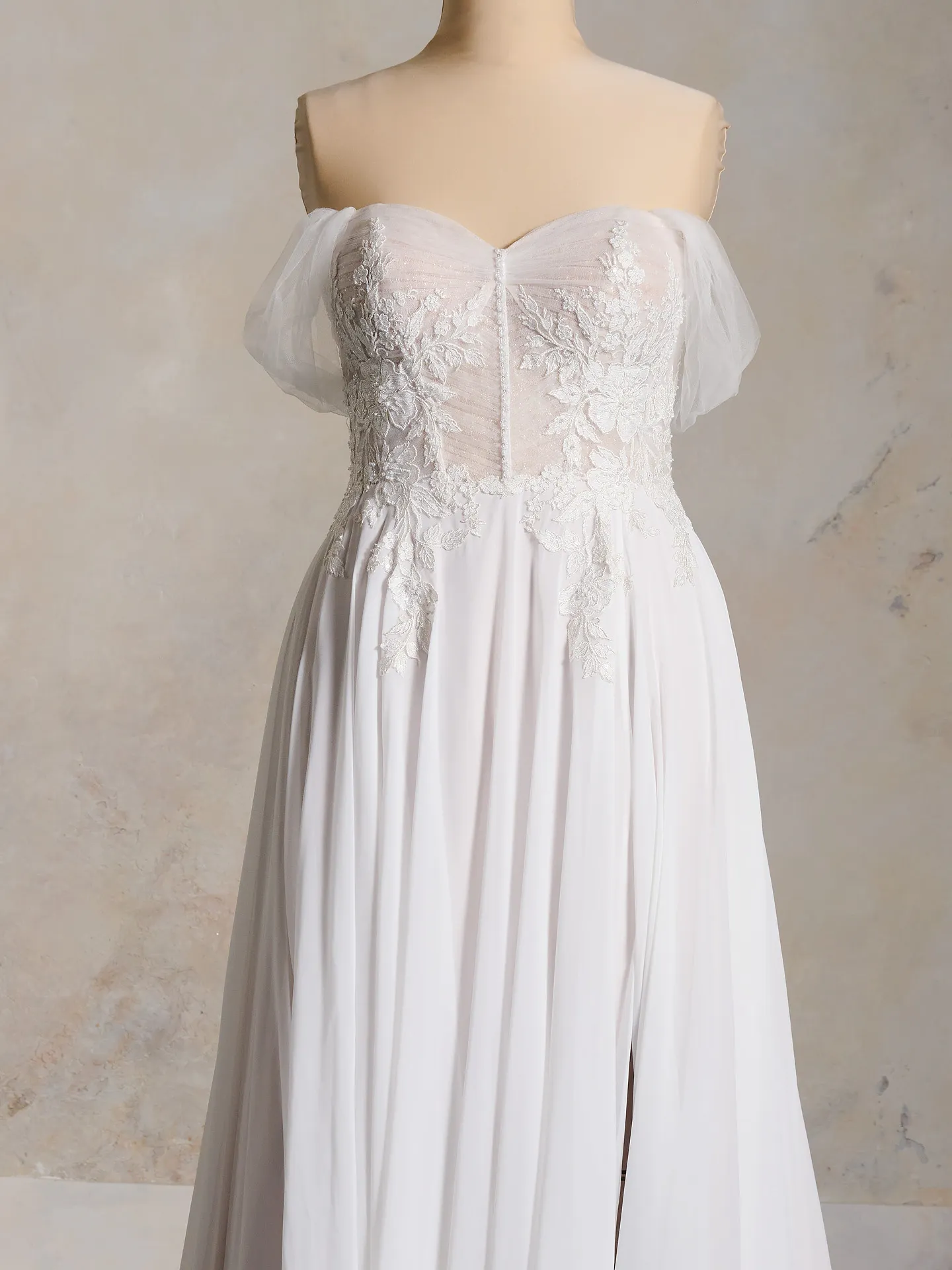 Rebecca Ingram Blake dress front view lace bodice flowy tulle skirt