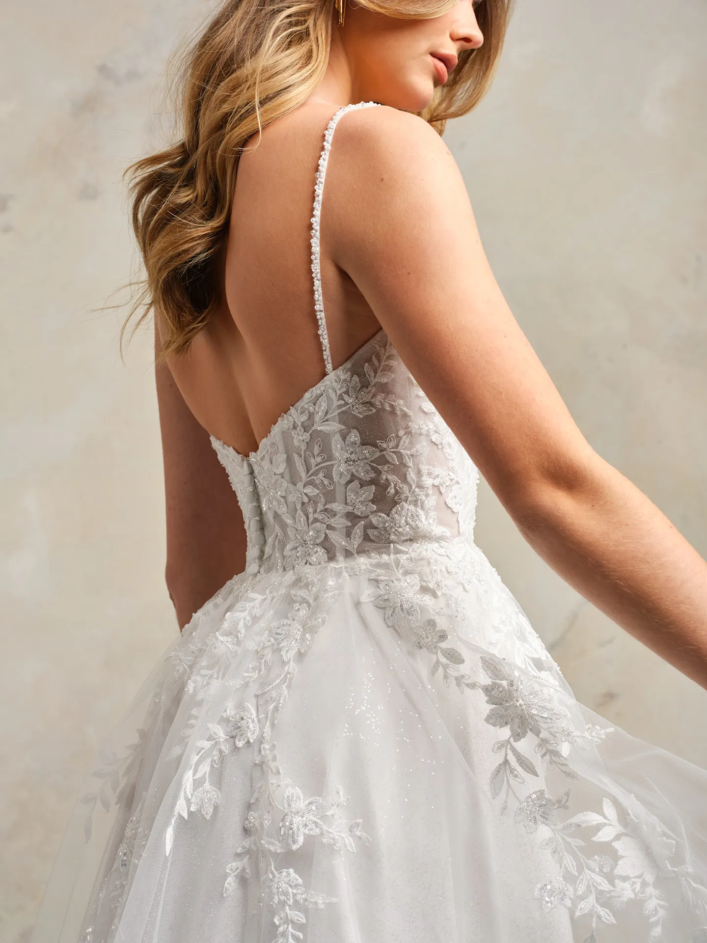 Rebecca Ingram Catherine back view lace spaghetti strap dress