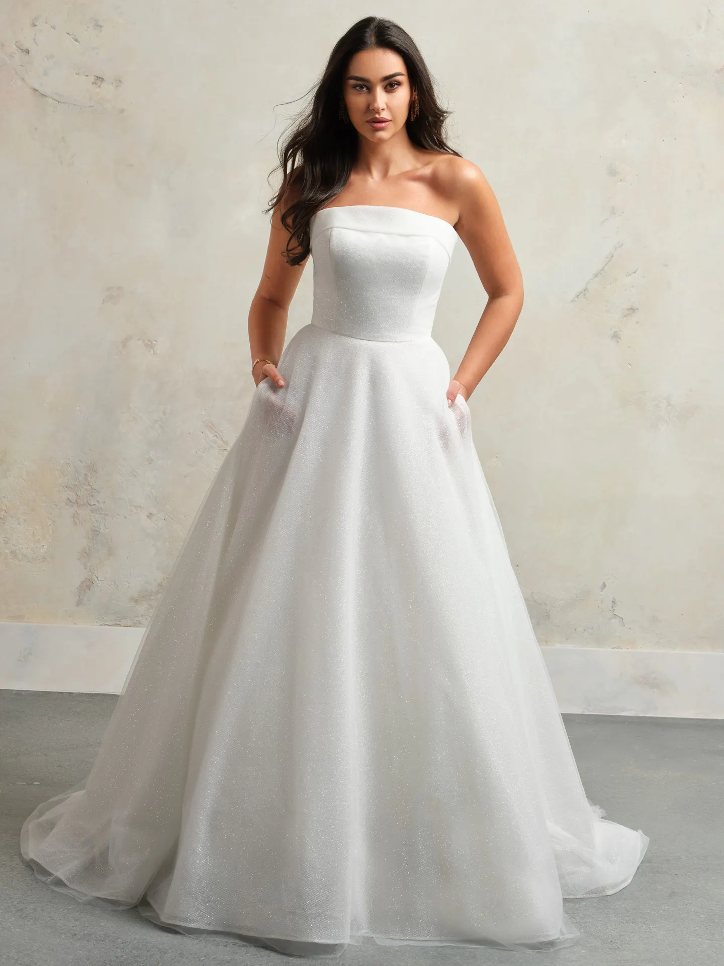 Maggie Sottero Elizabeth front view A-Line strapless wedding dress