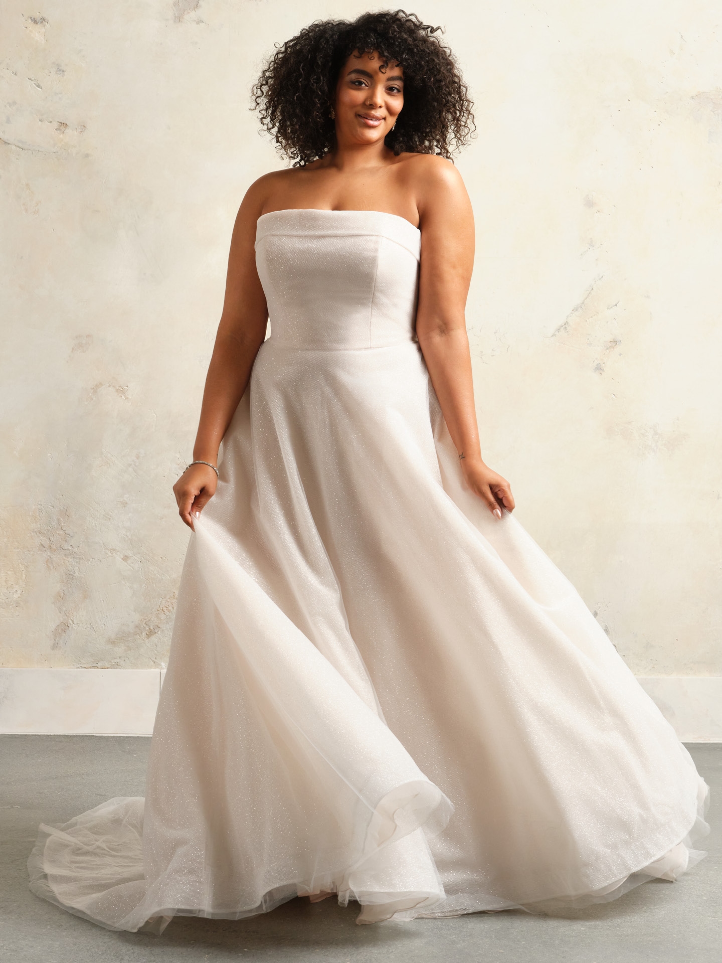 A-Line Sweetheart Jeweled Chiffon Plus Size Wedding Dress