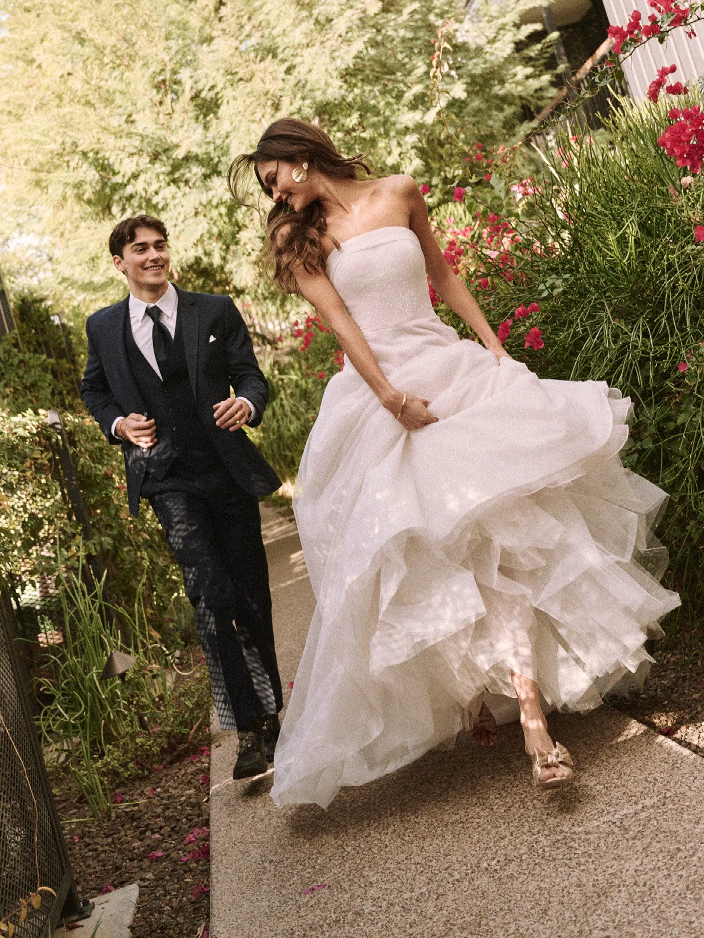 Maggie Sottero Elizabeth strapless A-Line dress garden setting