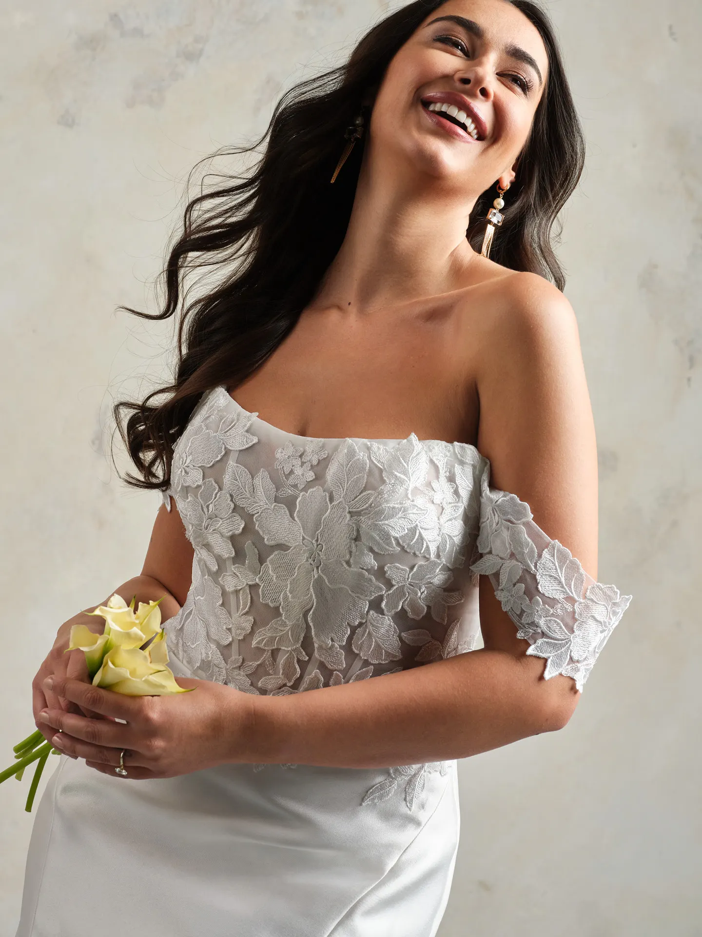 Maggie Sottero Goldie strapless floral corset gown front view