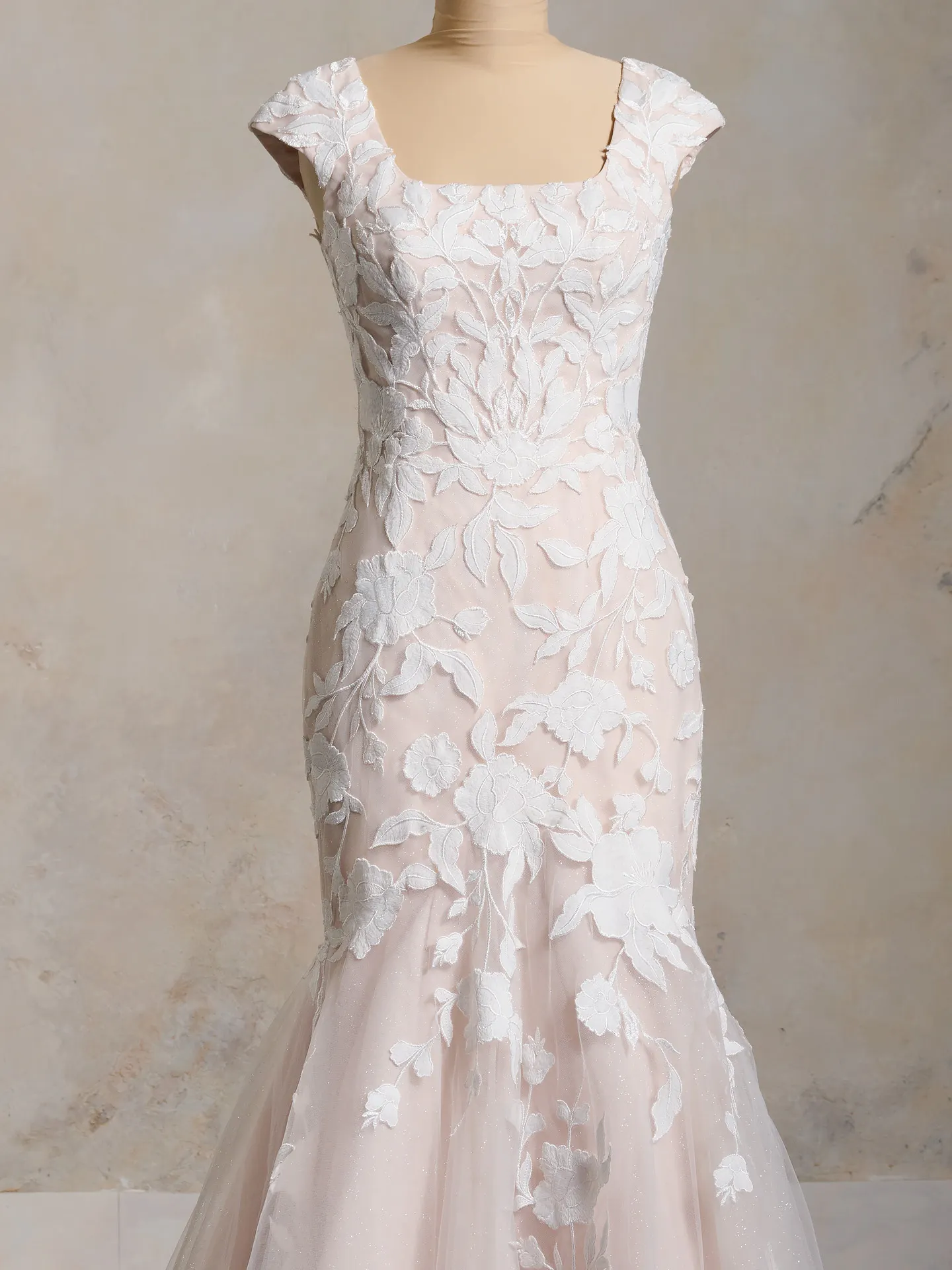 Rebecca Ingram Hattie Leigh front view square neckline lace dress