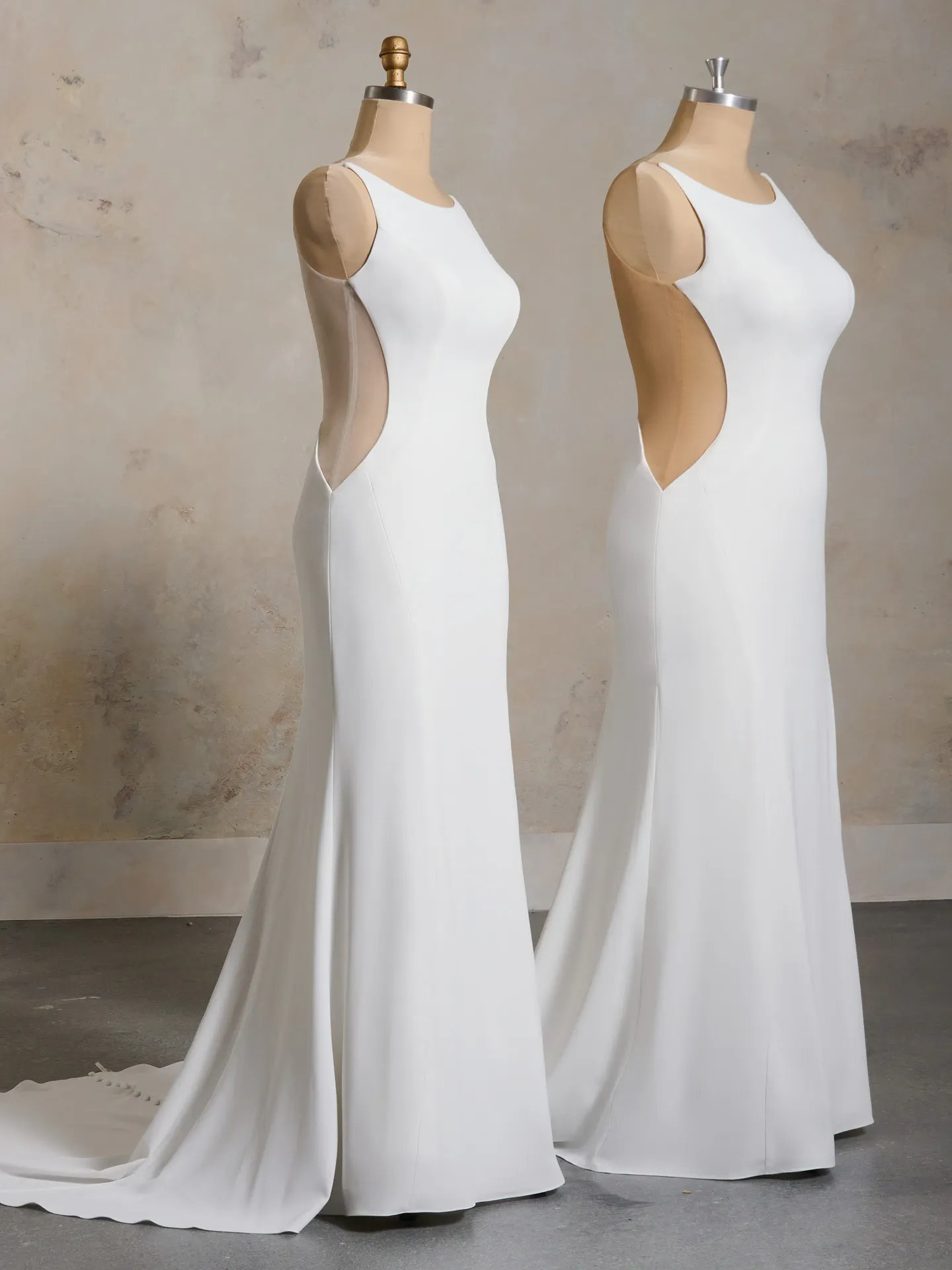 Maggie Sottero Hope side view scoop neckline simple sheath dress