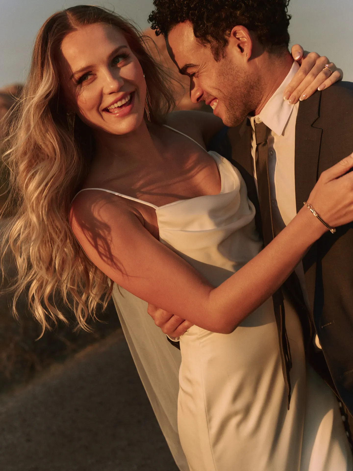 Rebecca Ingram Jett Cowl Spaghetti Strap Bridal Dress close-up