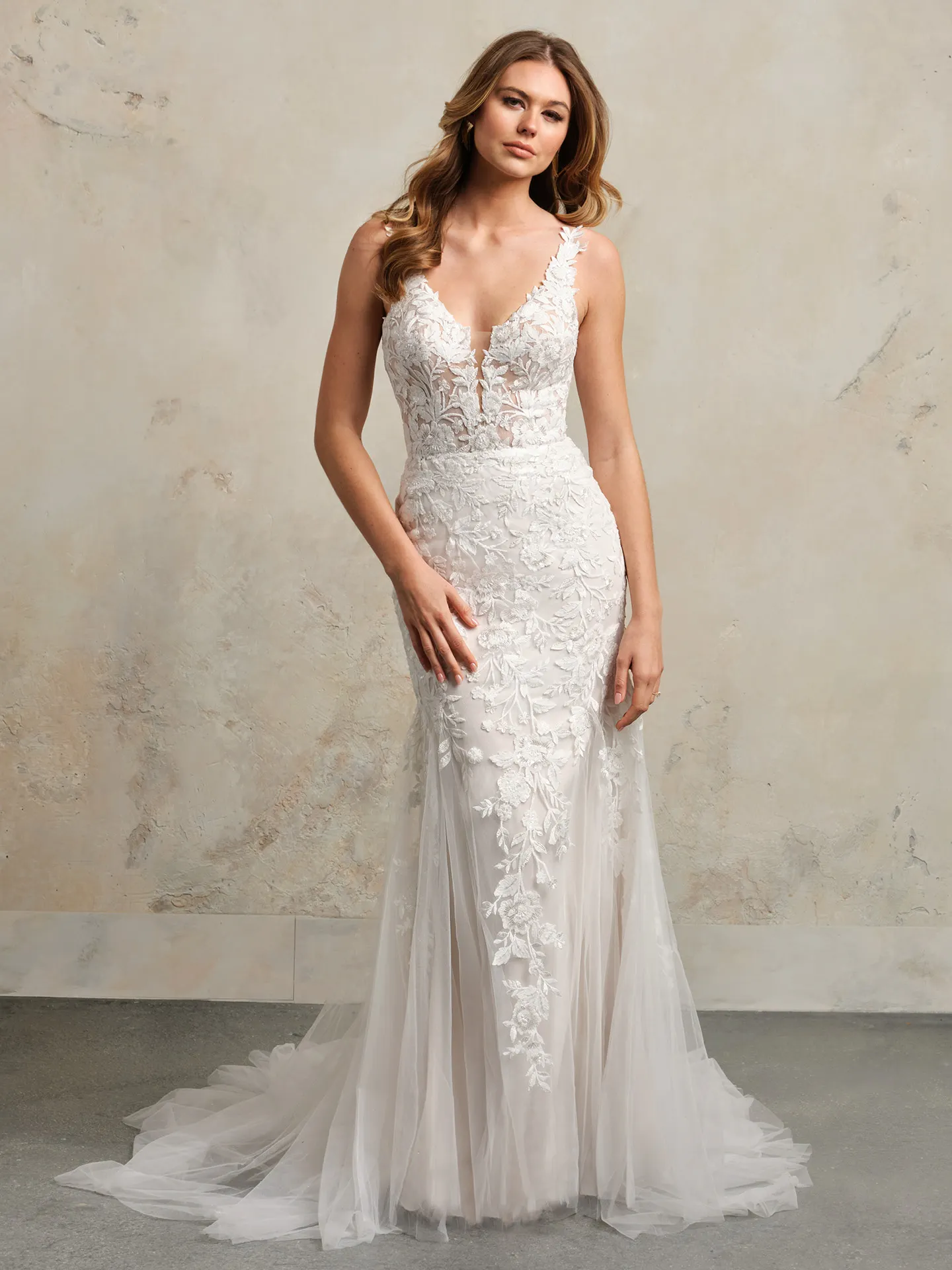 Maggie Sottero Mandy fit-and-flare bridal dress front view