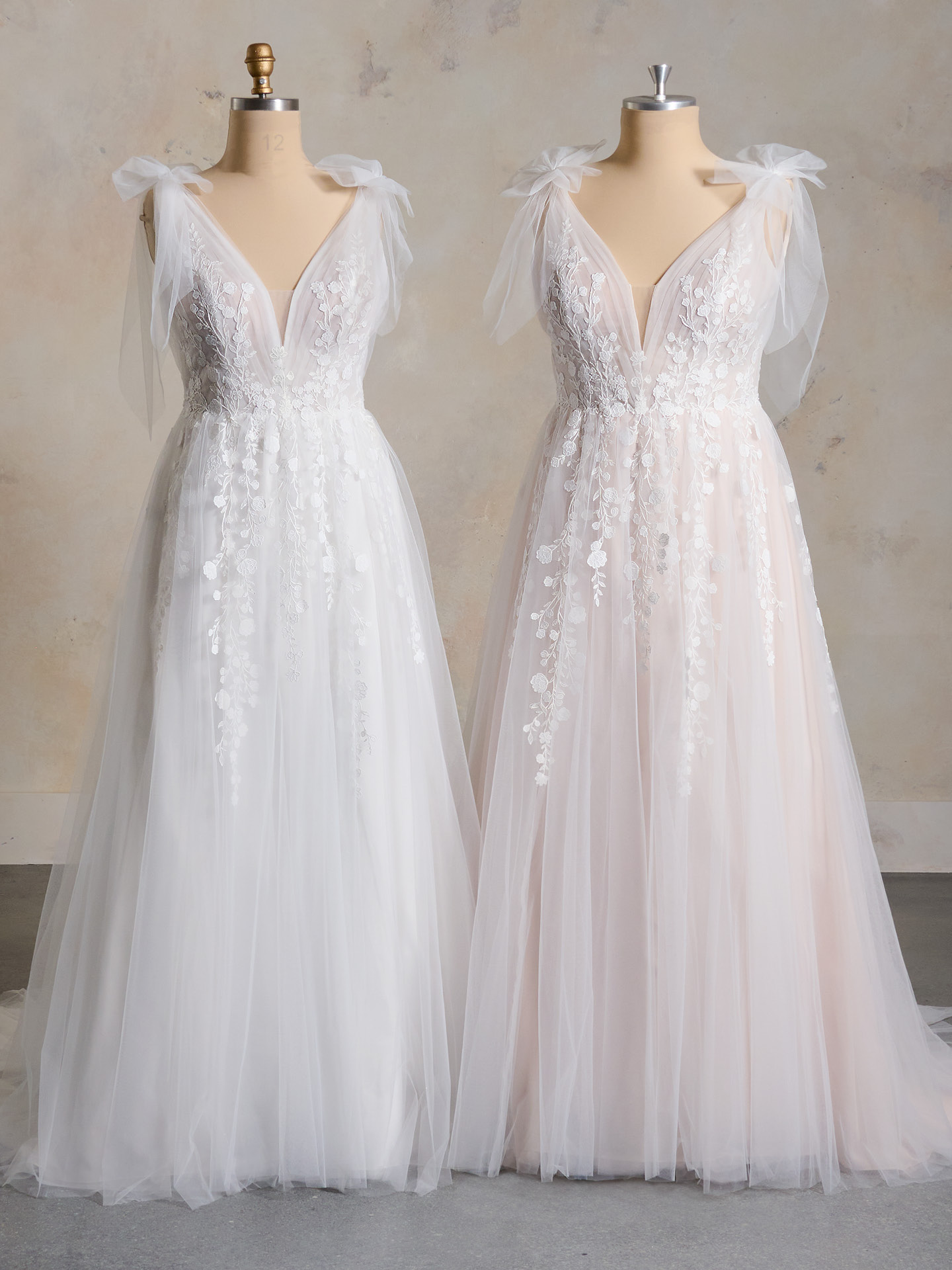 Zinnia Flowy Floral Zinnia Lace V-Neck Bridal Gown | Maggie