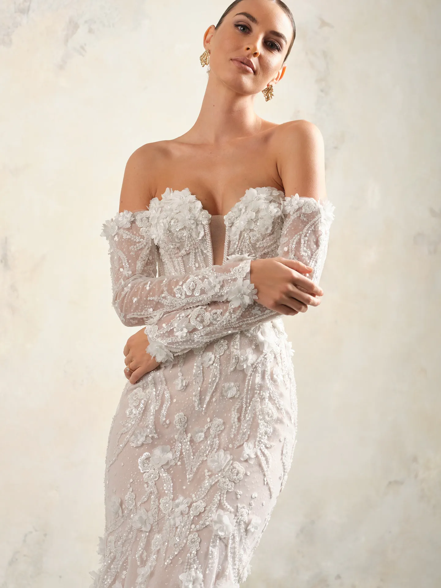 Rebecca Ingram floral fit-and-flare dress front view.