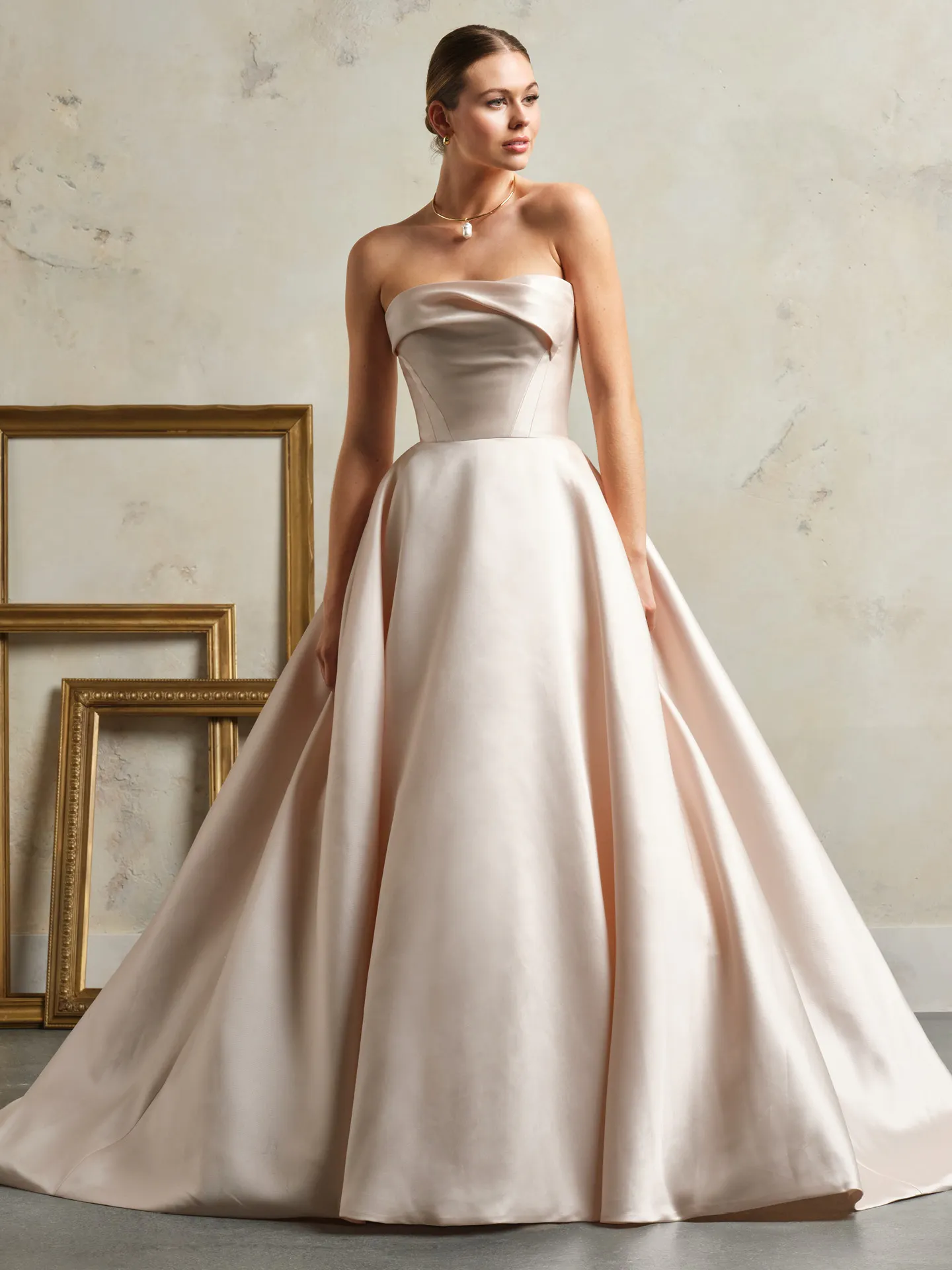 asymmetrical strapless wedding dress Faro Draped Mikado Bridal Gown Color:VINTAGE BLACK A separate Style-Color-Dim:AD3D106837_AA002_M A-line Dresses - COS