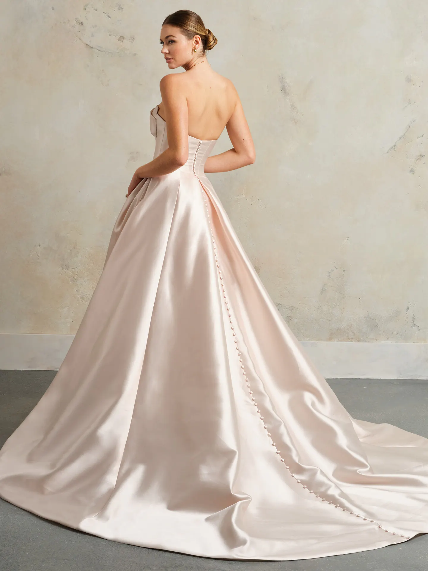 Rebecca Ingram strapless mikado ballgown back view