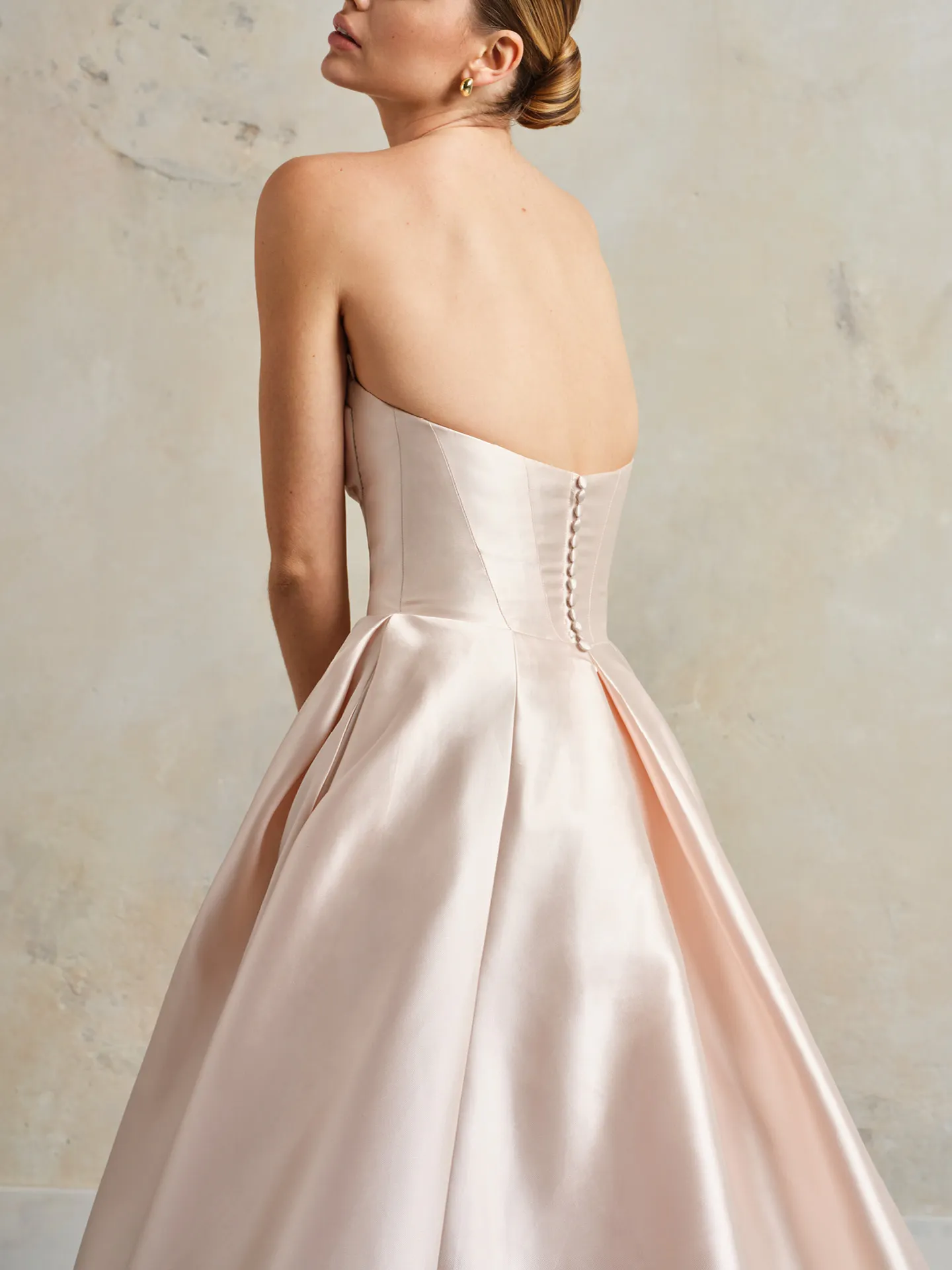 Sottero and Midgley draped mikado gown back view