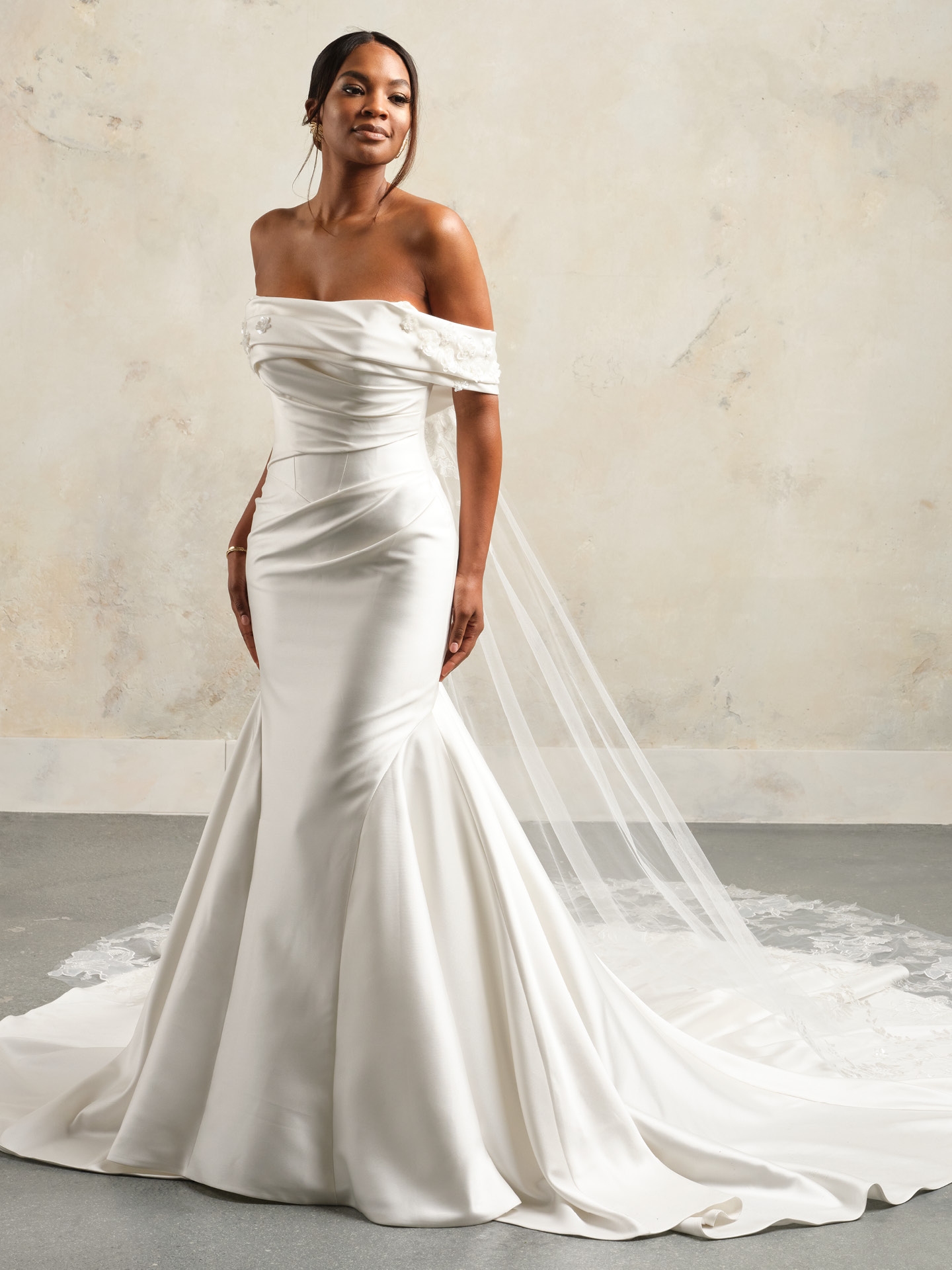 Lace top and satin bottom wedding dress hotsell