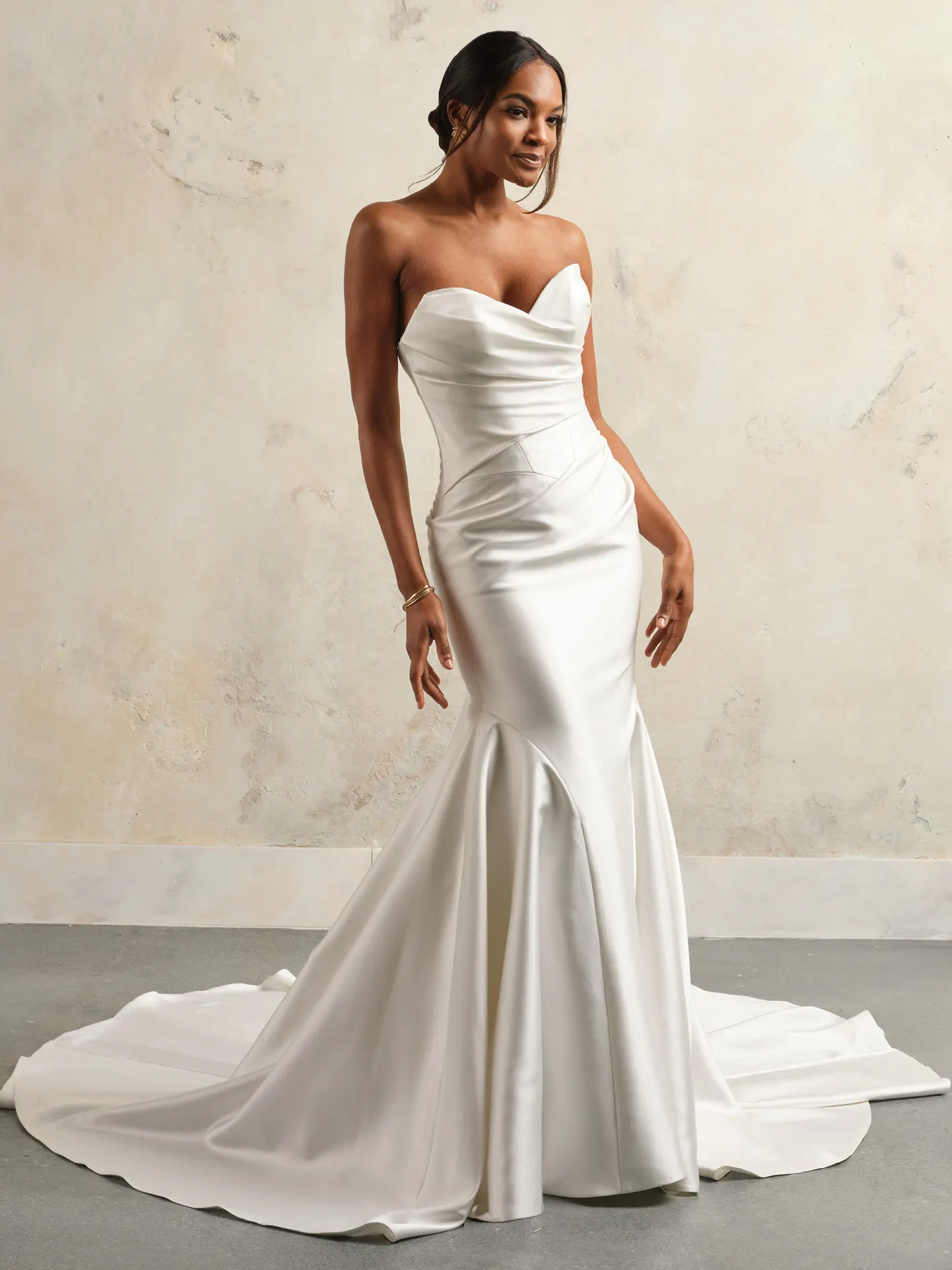 Maggie Sottero Giselle front view satin strapless wedding dress