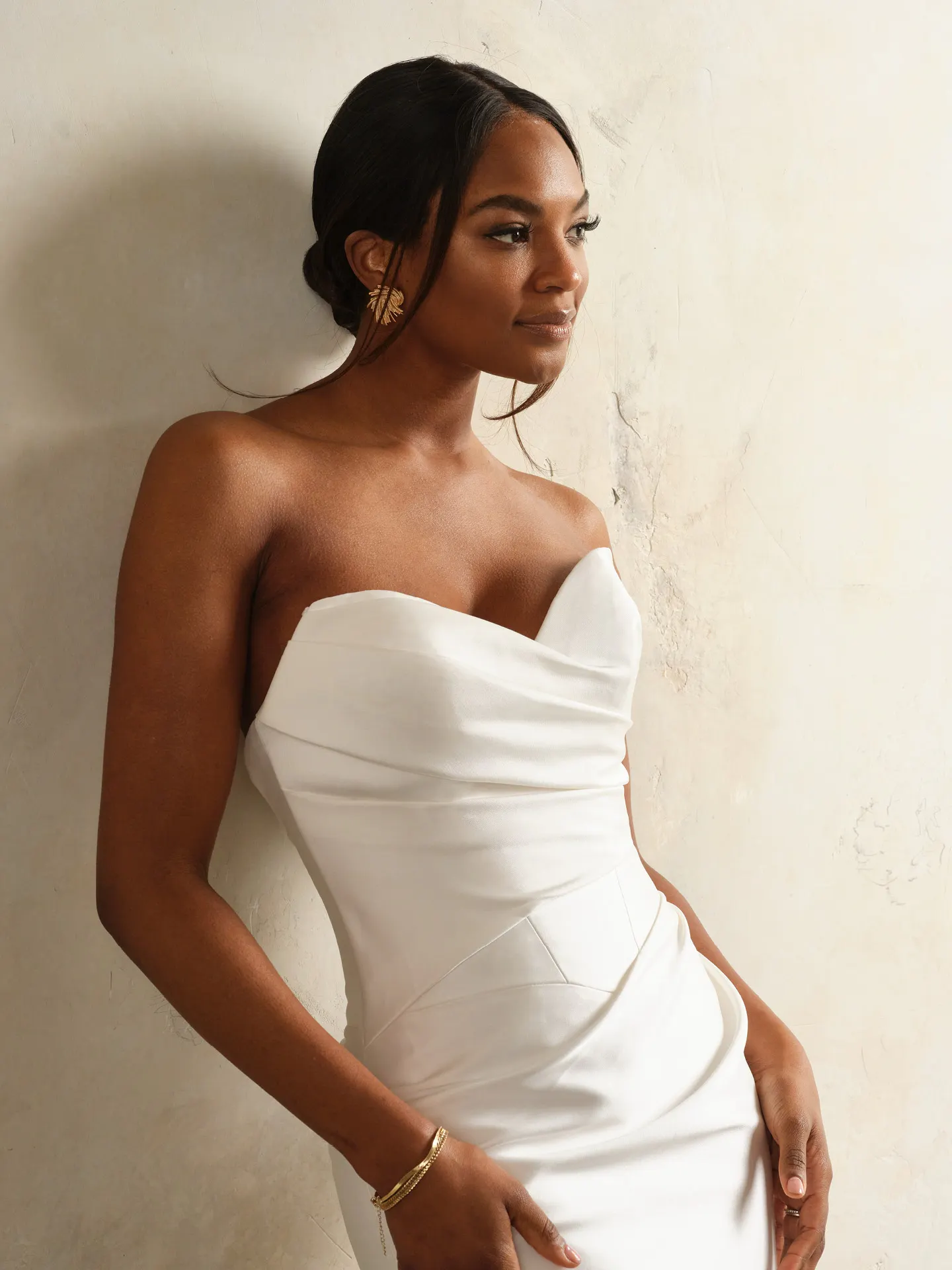 Maggie Sottero Giselle strapless satin dress side view