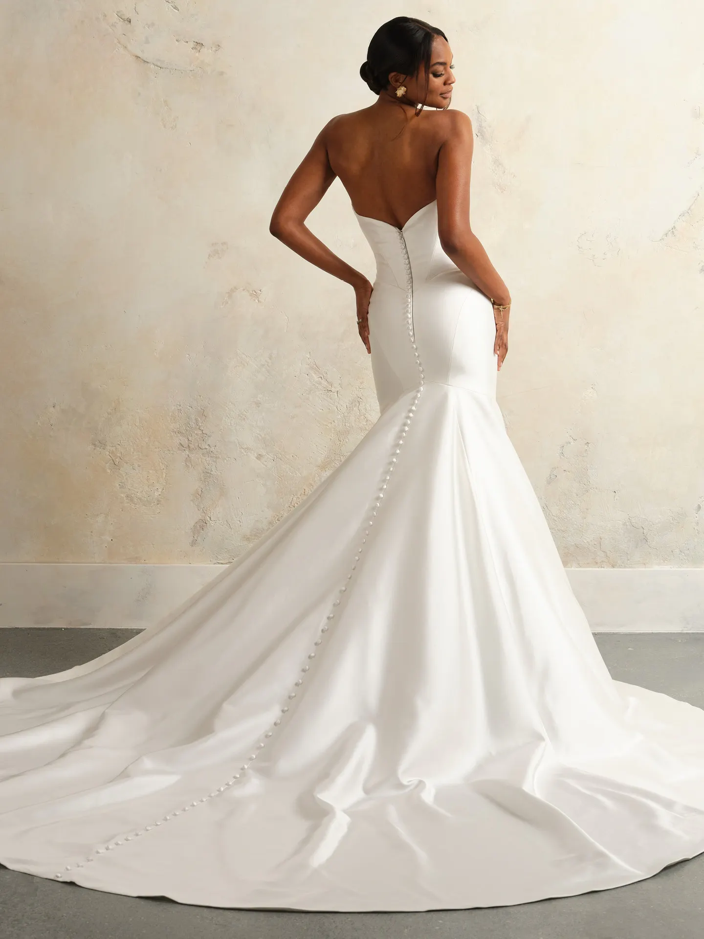 Maggie Sottero Giselle satin strapless wedding dress back view