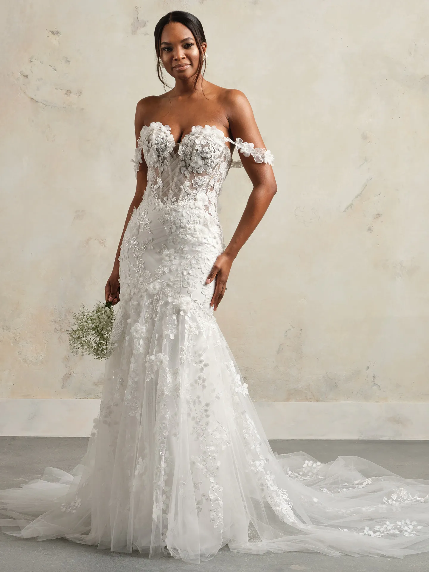 Rebecca Ingram Kellen front view floral tulle wedding gown