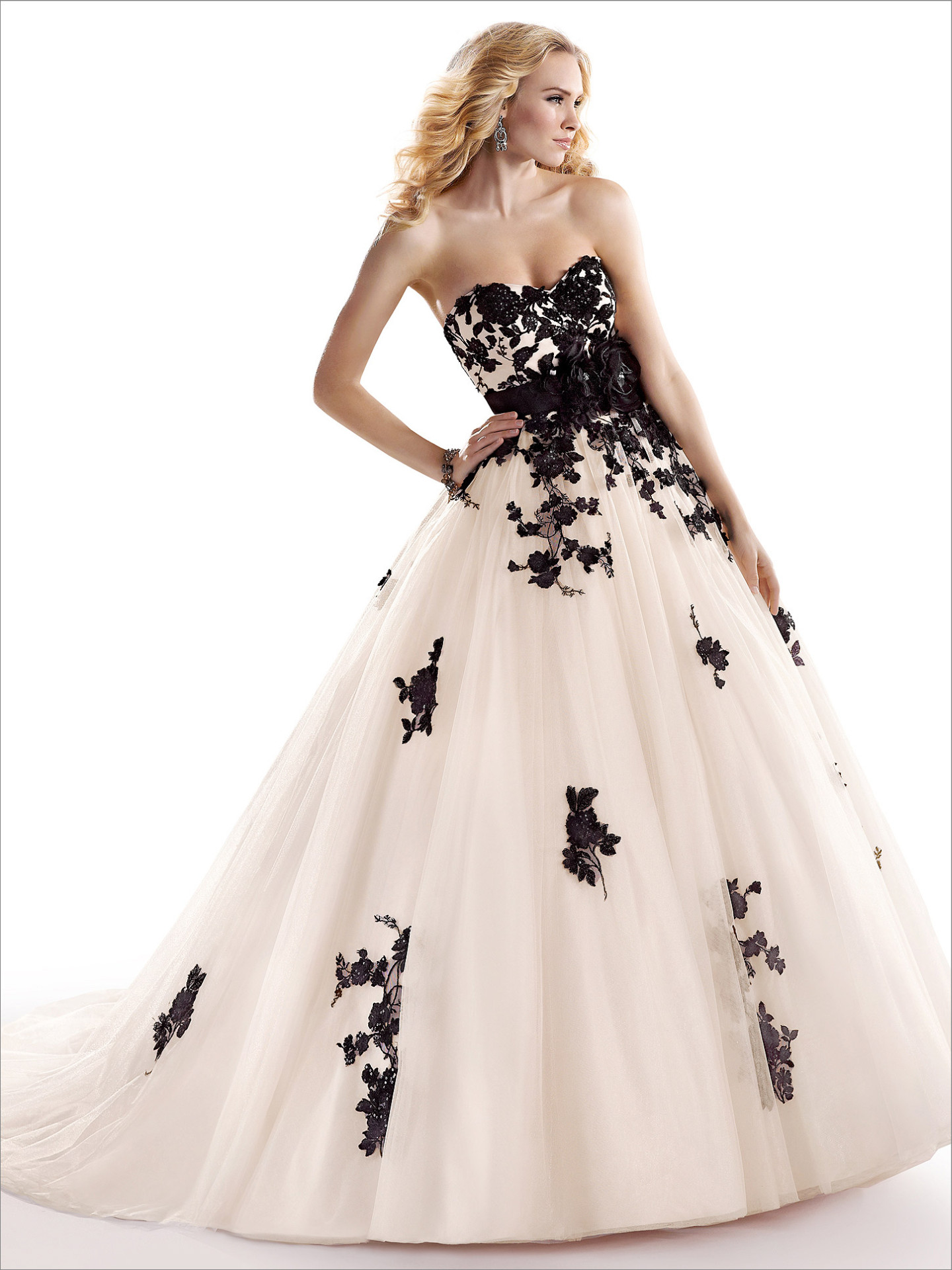 maggie sottero black and white wedding dress