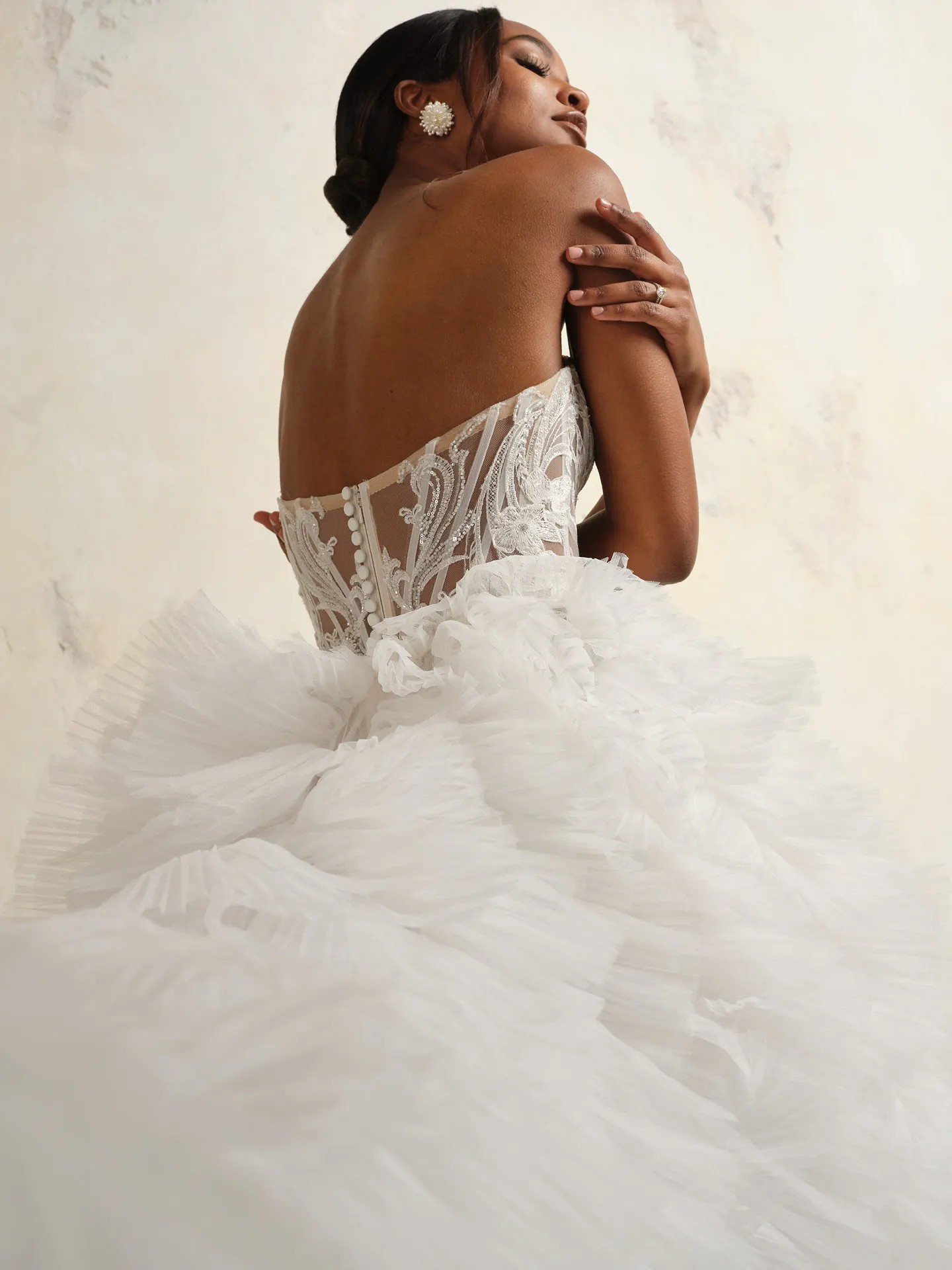 Sottero and Midgley Nyjah back view lace wedding dress with scalloped details
