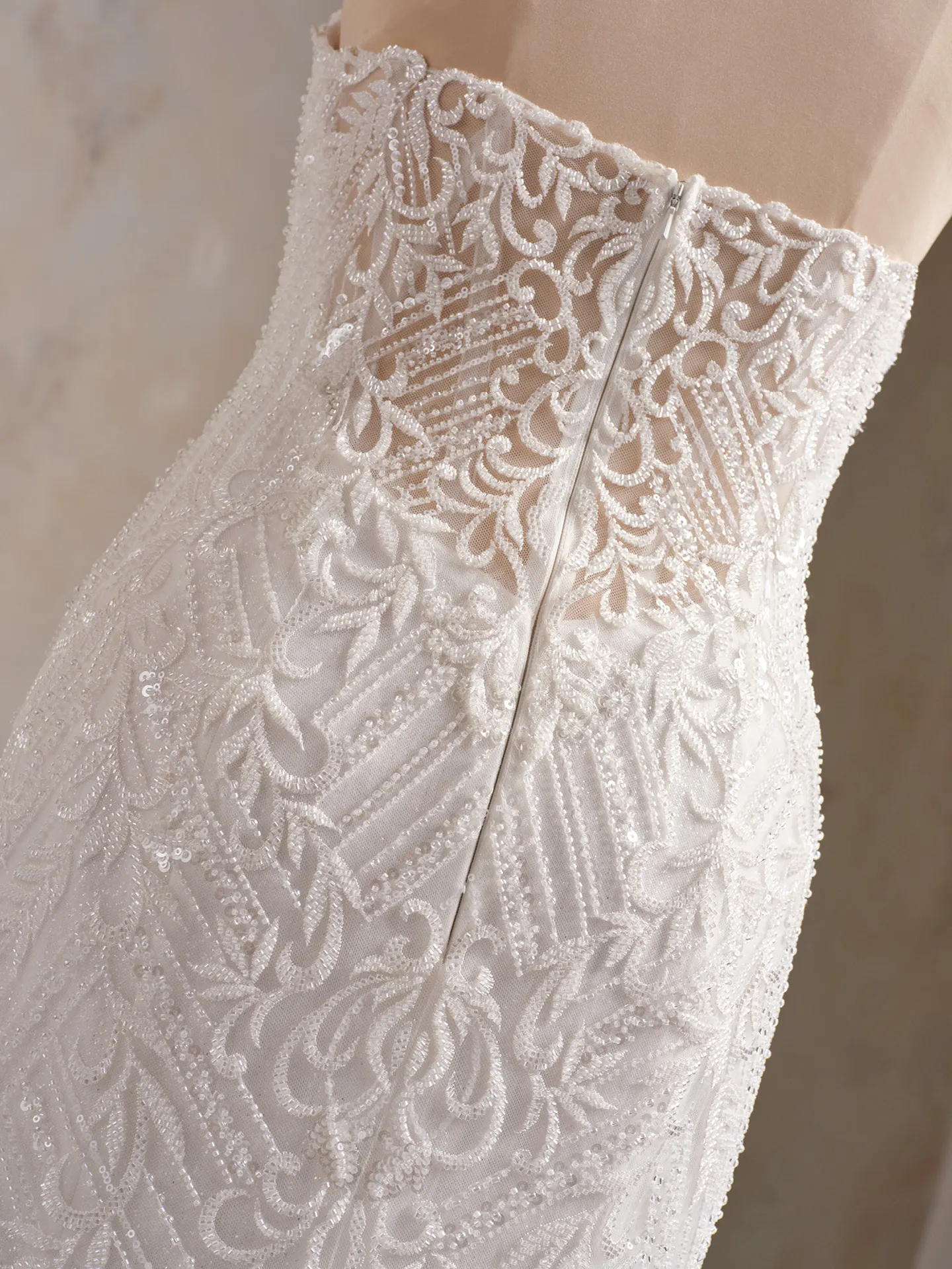 Sottero and Midgley beaded Sorrento strapless gown back view