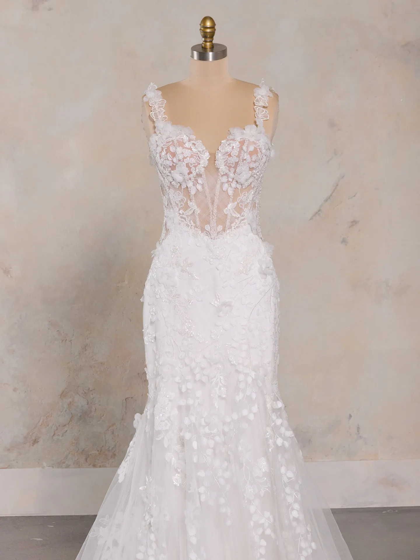 Maggie Sottero delicate floral Kellen dress front view