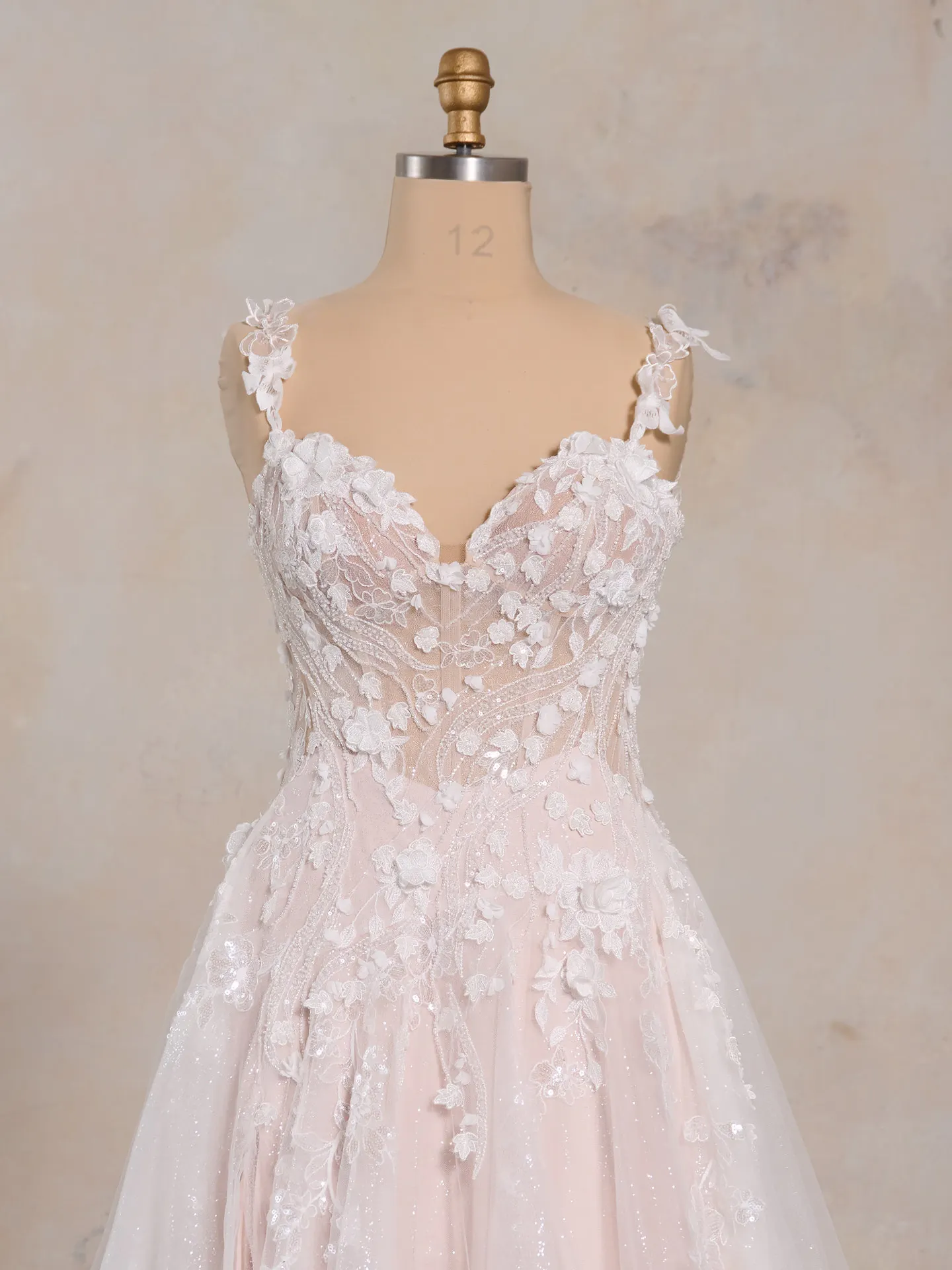 Rebecca Ingram floral lace bodice dress front view