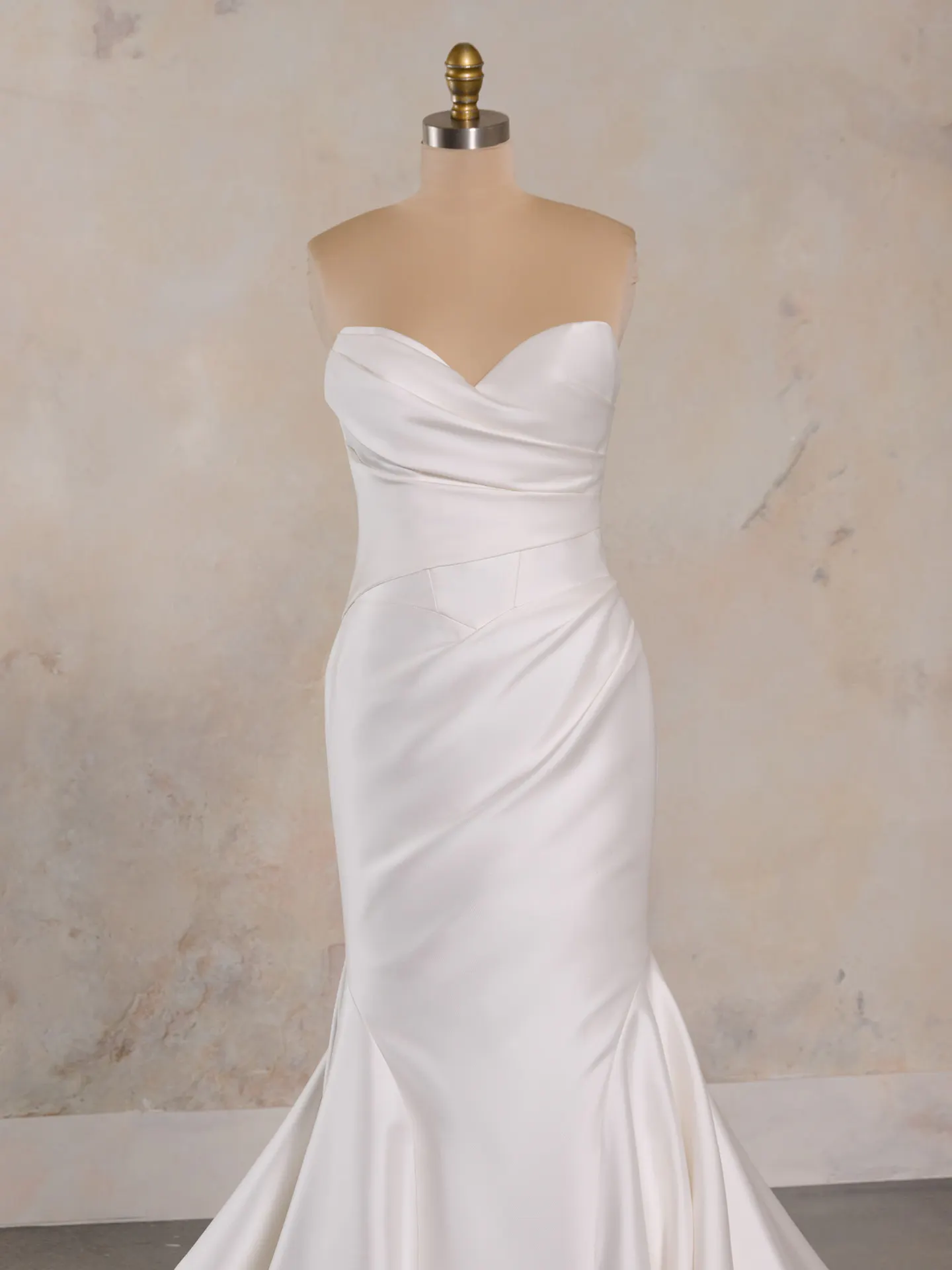 Maggie Sottero Giselle satin strapless wedding dress front view