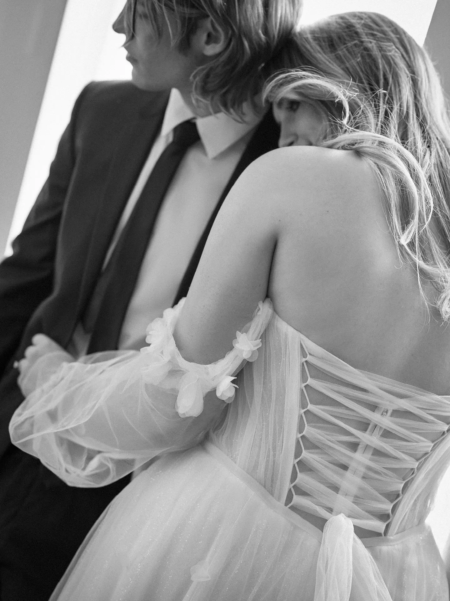 Maggie Sottero Allison back view lace-up tulle A-line wedding gown