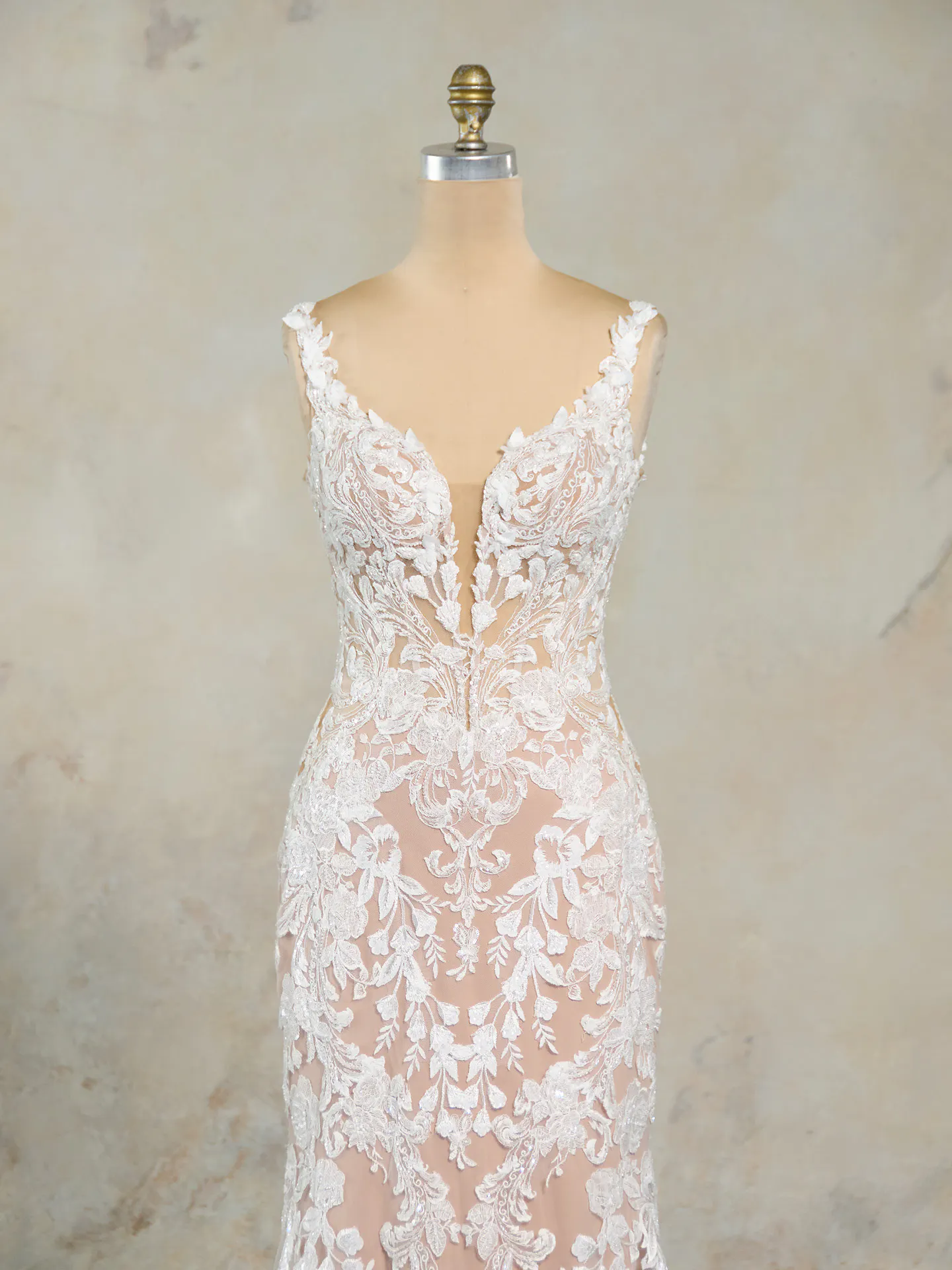 Maggie Sottero Zeta lace tulle mermaid gown front view