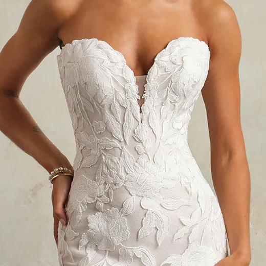 Maggie Sottero Bridget floral lace strapless front view