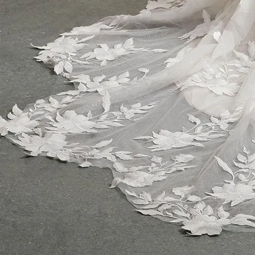 Bridget floral lace detail on train, Maggie Sottero wedding dress.