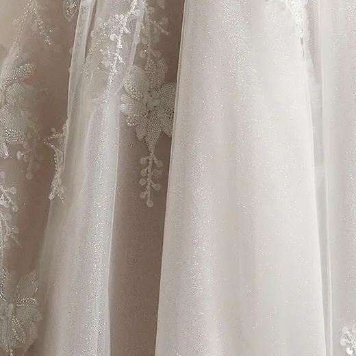 Maggie Sottero Caroline lace bridal gown detail with floral sequin embellishments
