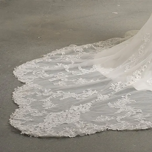 Maggie Sottero Kyler glittering lace train detail