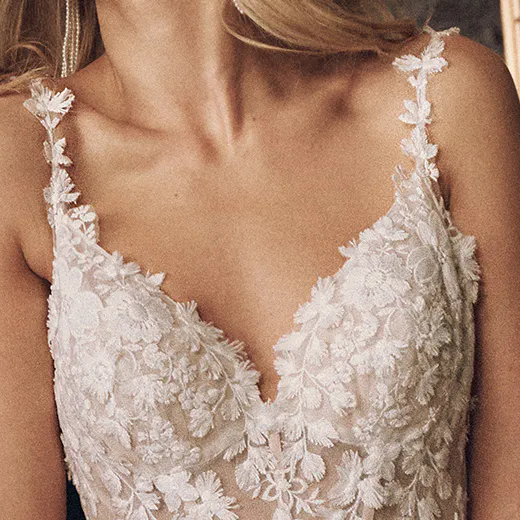 Maggie Sottero Ladonna Lane front view 3D floral lace mermaid bridal gown