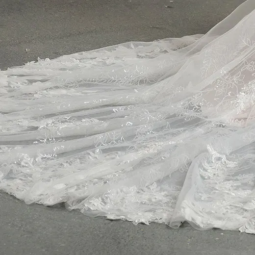 Yolanda lace mermaid dress train detail Maggie Sottero