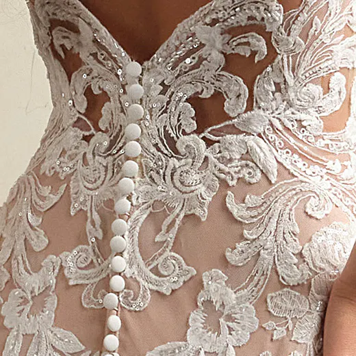 Maggie Sottero Zeta lace back view with buttons