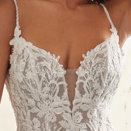 Maggie Sottero Rafi lace crepe mermaid wedding gown front view.