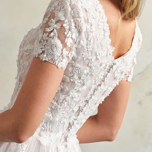 Winona Leigh floral lace back view ball gown bridal dress