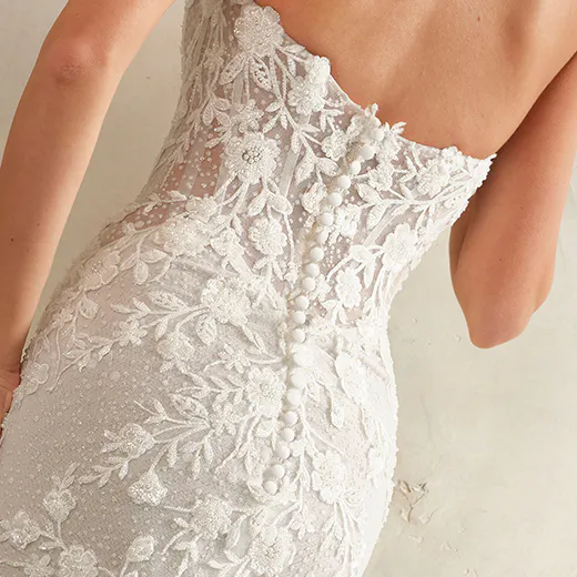 Rebecca Ingram Chesney back view lace floral button detail