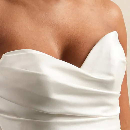 Maggie Sottero Giselle front view strapless satin wedding dress