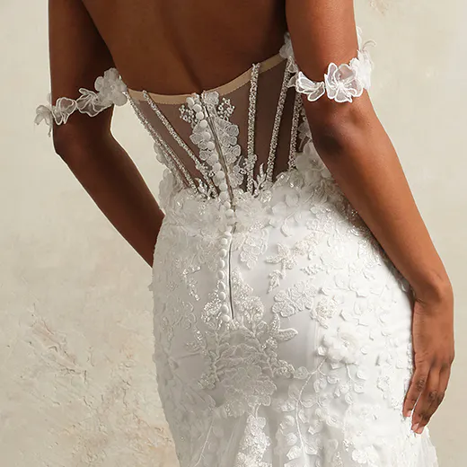 Kellen back view lace floral detail gown with sheer corset by Maggie Sottero